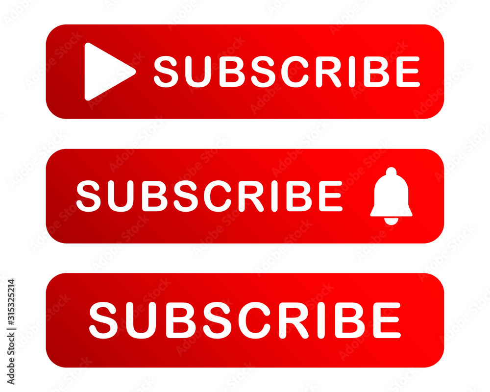 Subscribe icon shape sign. Red button subscribe to channel, blog ...