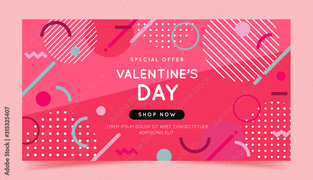 Valentine s Day sale banner. Vector illustration with trendy abstract geometric shapes. Valentine s Day sale banner. Vector illustration with trendy abstract geometric shapes.