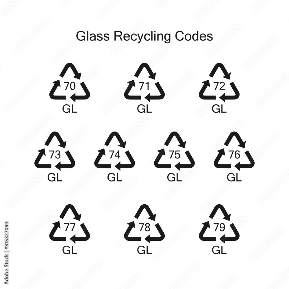 Recycling codes for glass. Environment protection. Stock Vector Adobe