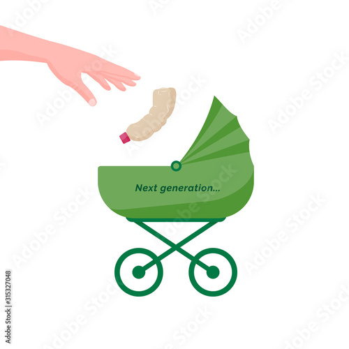 The concept of environmental pollution for the next generation. Vector illustration.