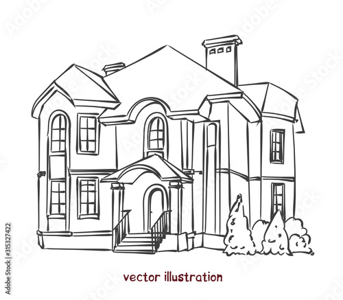 vector sketch of individual house for design