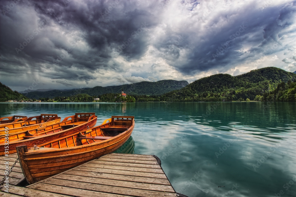 Boats and the wonderful lake of Bled, Slovenia