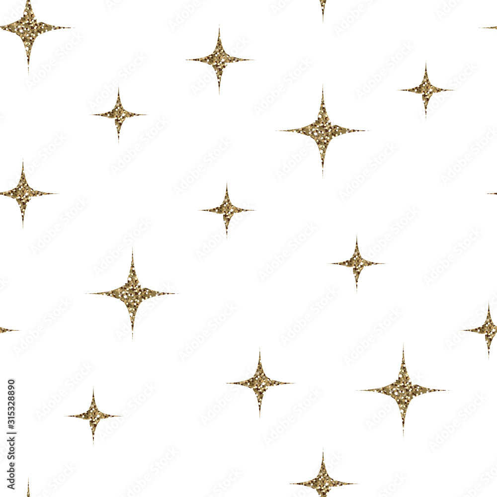 seamless gold wink glitter pattern on white background