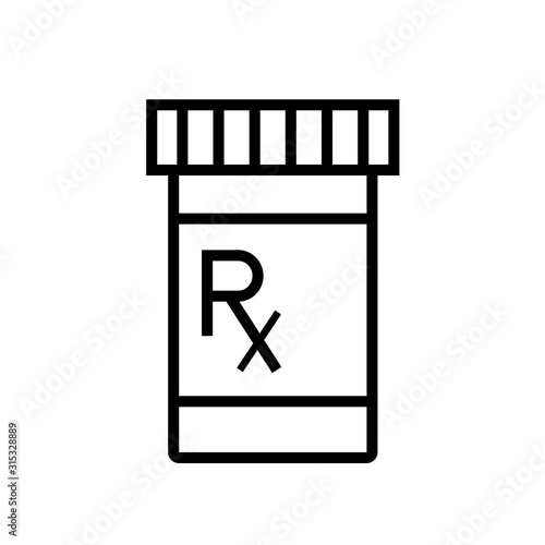 Prescription bottle outline icon. Clipart image isolated on white background