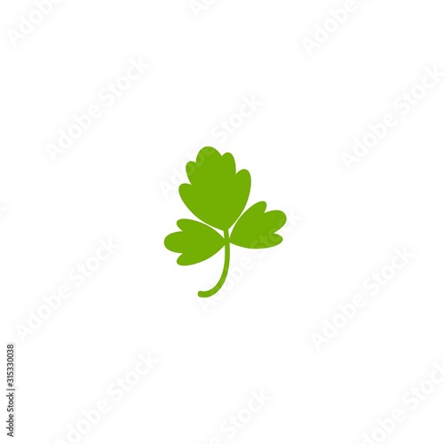 Green parsley twig, shoot, sprig. Icon Isolated on white.