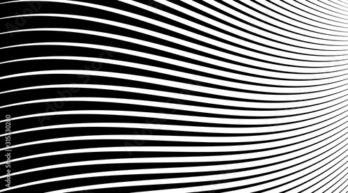 Halftone background with stripped black and white lines. Optical illusion art vector design. © t1m0n344