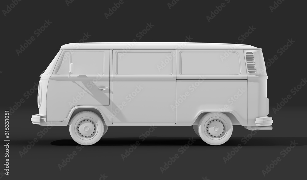 Mini bus template for car branding and advertising. 3D illustration. 