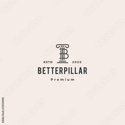 b letter law pillar logo vector icon hipster vintage retro