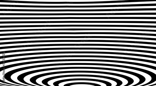 Stripped ringsabstract background. Linear circles optical illusion backdrop vector design.