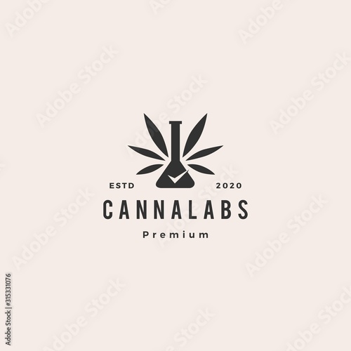 cannabis lab test check certified certificate logo retro vintage hipster icon illustration