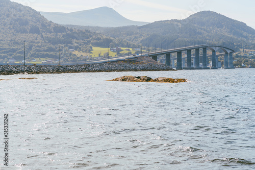 The Tresfjord Bridge, Norway, Europe photo