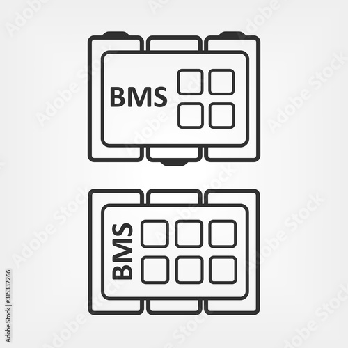 Battery management system outline vector icon. Flat BMS sign transparent concept