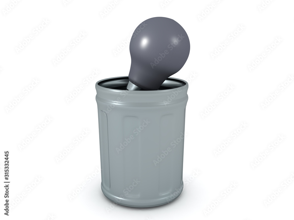 3D Broken lightbulb thrown in the trash 3D Broken lightbulb thrown in the trash