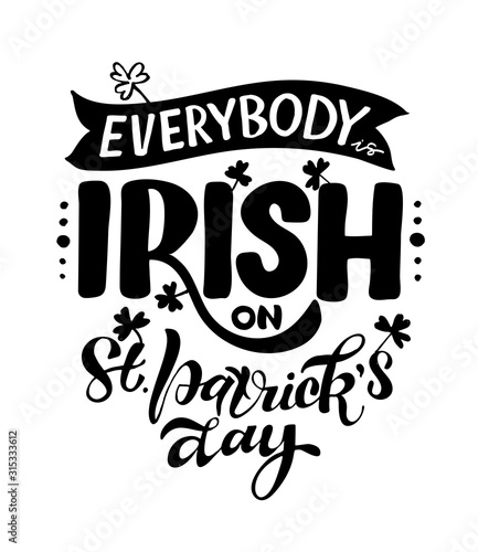 St. Patrick's Day - Irish celebration - cute hand drawn doodle lettering postcard banner art