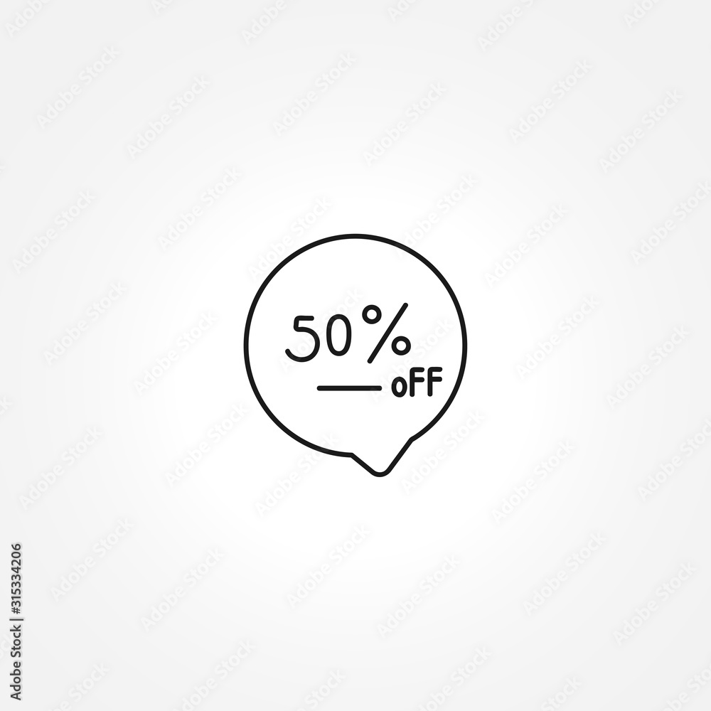 50 percent off speech bubble icon on white background 50 percent off speech bubble icon on white background