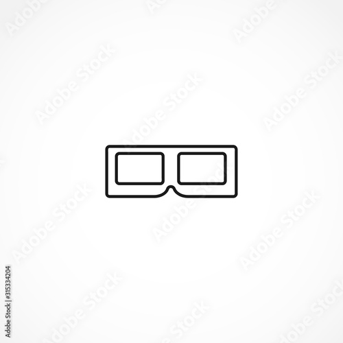 3d movie glasses icon on white background