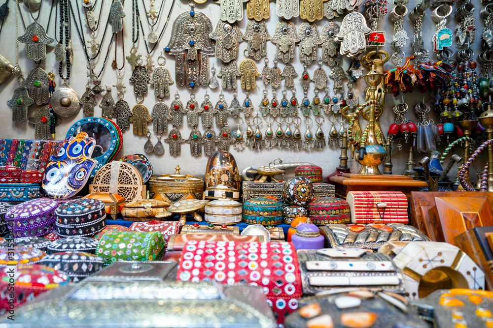 Naklejka premium Market in old town of Marrakech, Morroco