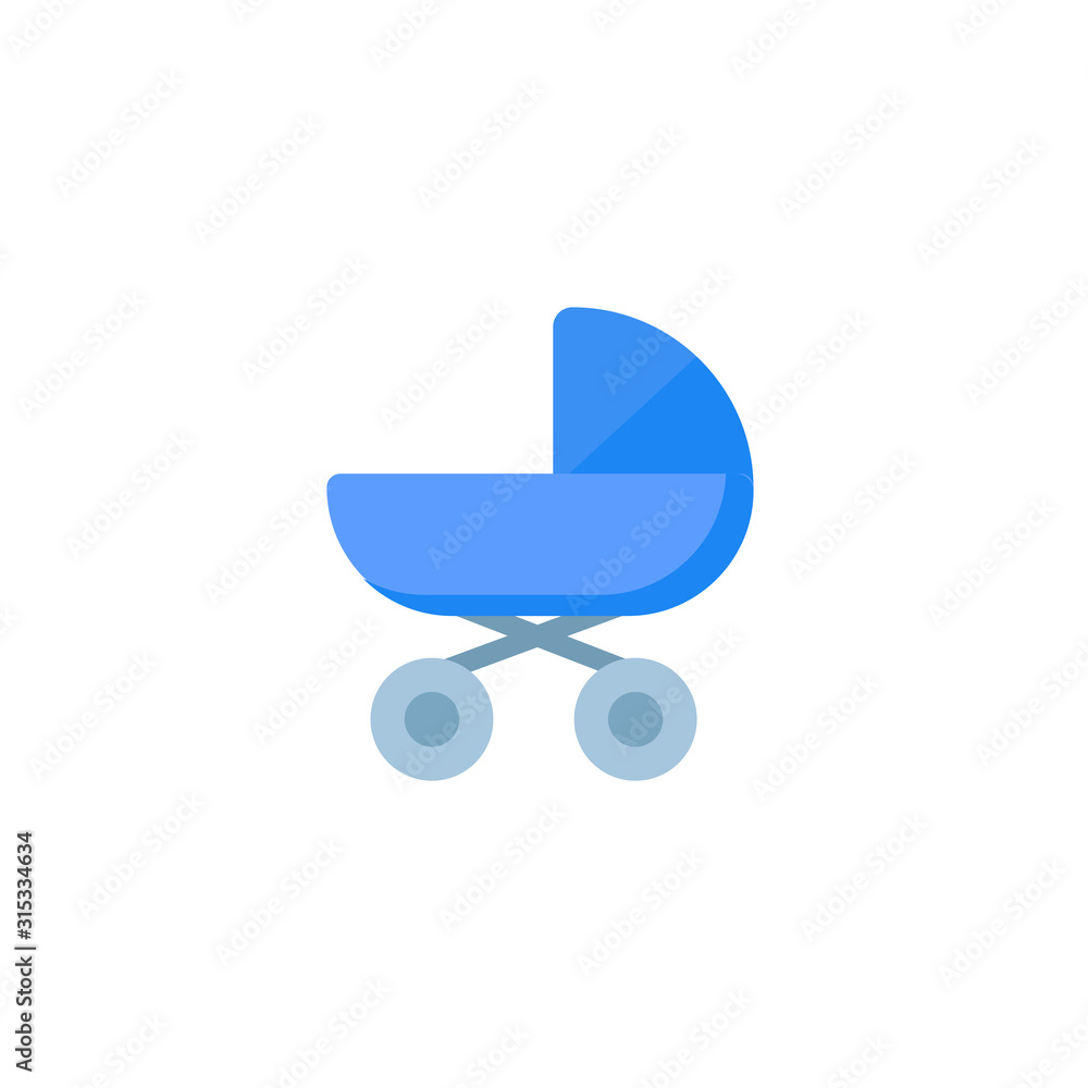 baby carriage flat icon on white background baby carriage flat icon on white background