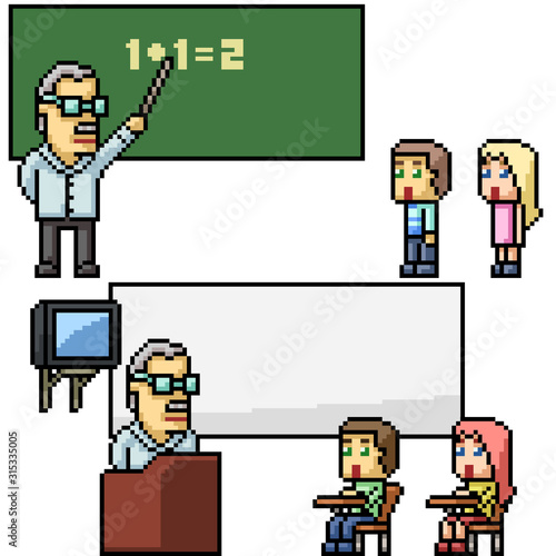 vector pixel art school education