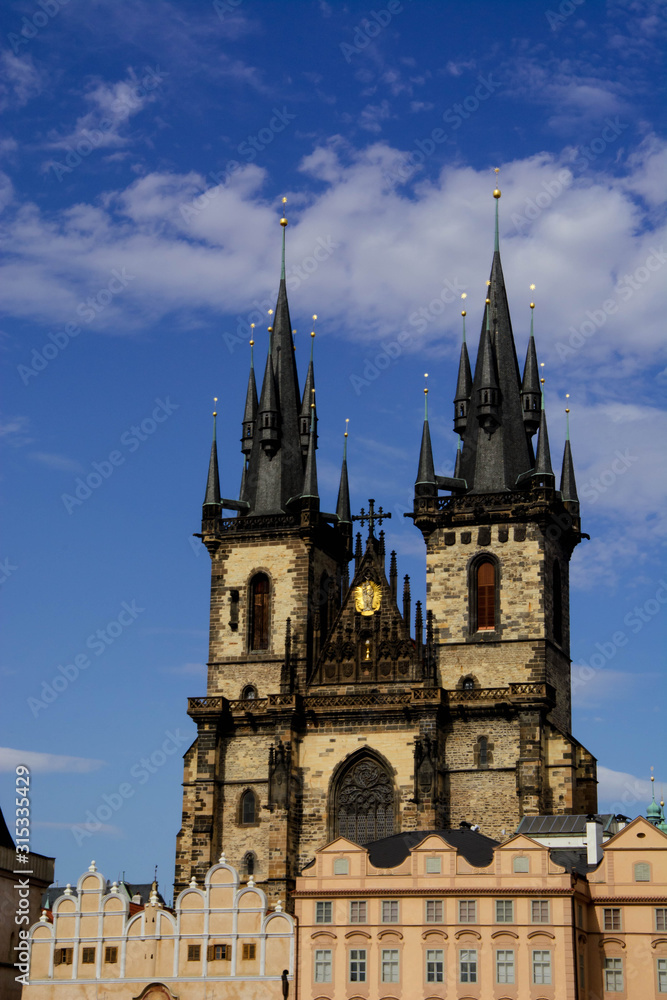 The Church of Our Lady before Týn on Old Town square. Travel to Prague, Czech Republic.