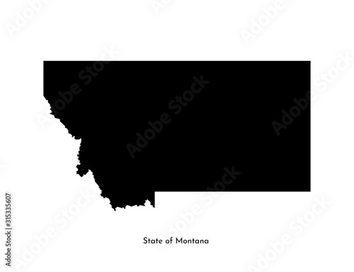 Vector isolated simplified illustration icon with black map's silhouette of State of Montana (USA). White background