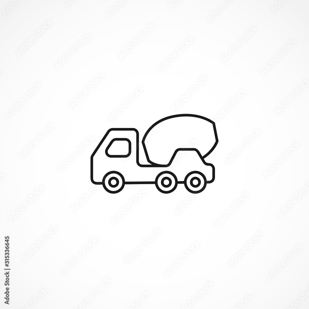 Concrete mixer truck icon on white background Concrete mixer truck icon on white background