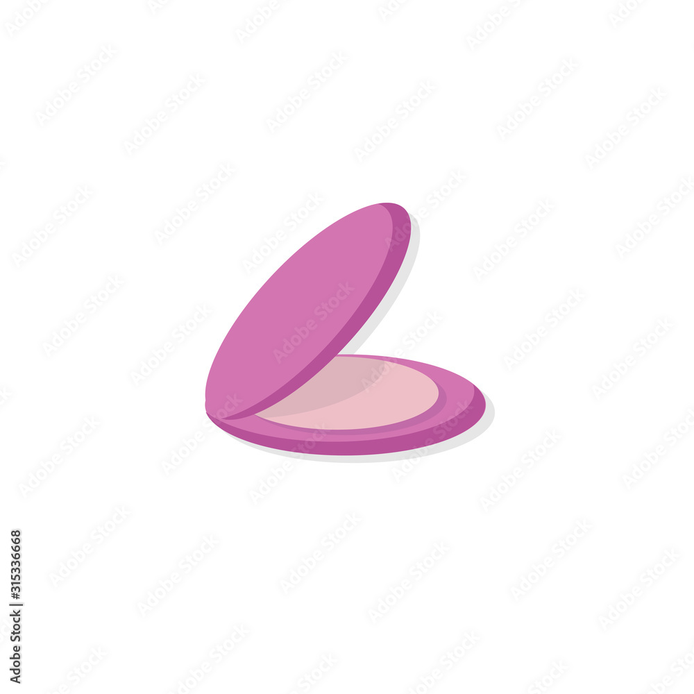 female powder and brush flat icon on white background female powder and brush flat icon on white background