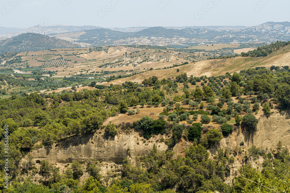 Obraz premium Landscape from Tursi, old village in Basilicata