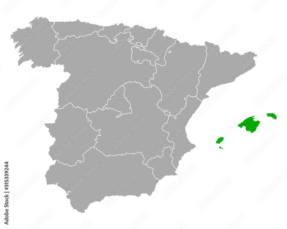 Karte von Balearen in Spanien