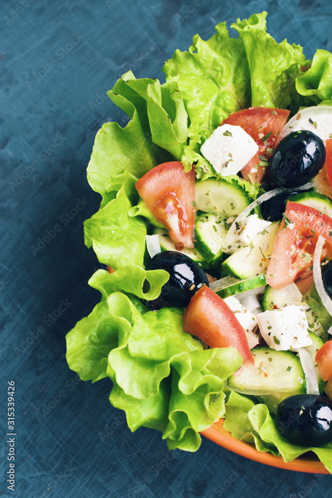 fresh salad with cheese and olives fresh salad with cheese and olives