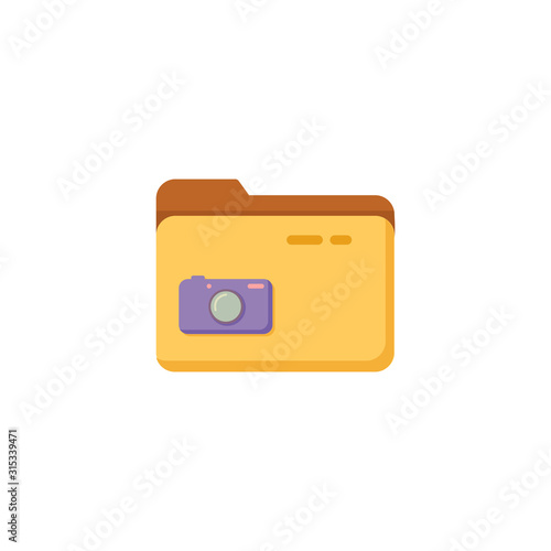 folder with photo files flat icon on white background