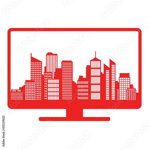 Stadtsilhouette und Monitor