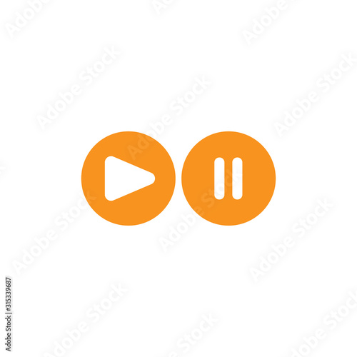 play & pause colorful flat icon on white background
