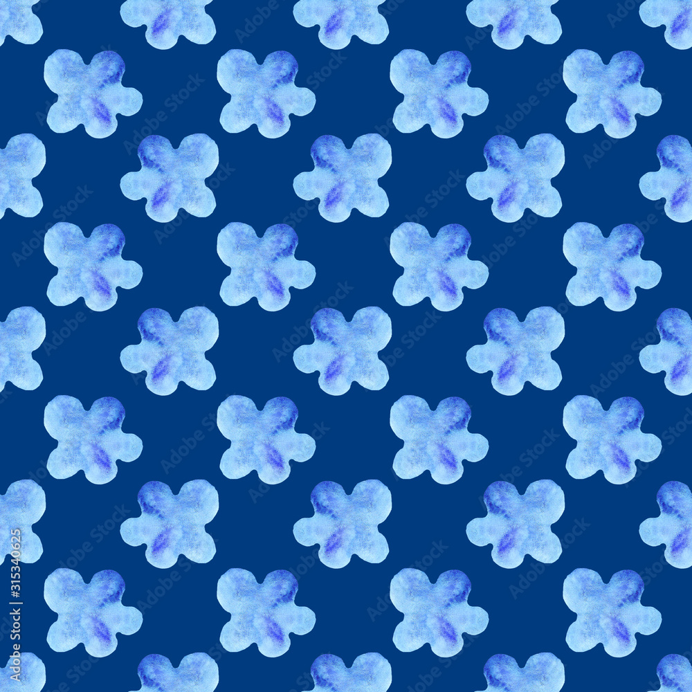 watercolor silhouette blue simple flower seamless pattern watercolor silhouette blue simple flower seamless pattern