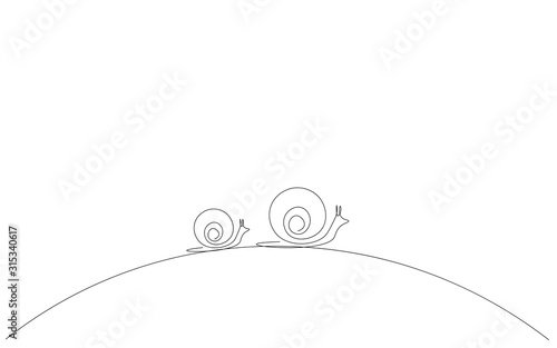 Wallpaper Mural Snail family one line drawing, vector illustration Torontodigital.ca