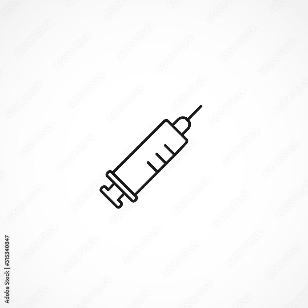 Syringe, injection vector icon on white background Syringe, injection vector icon on white background