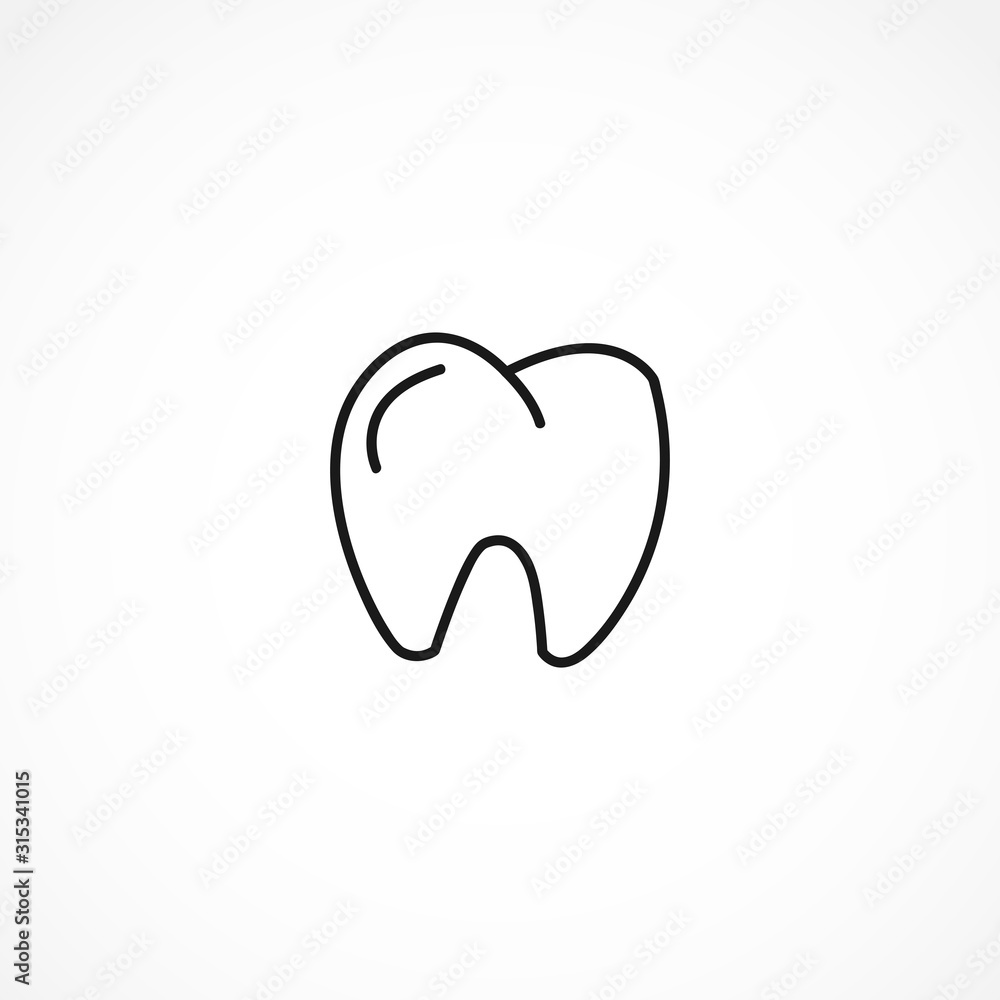 Tooth vector icon on white background Tooth vector icon on white background