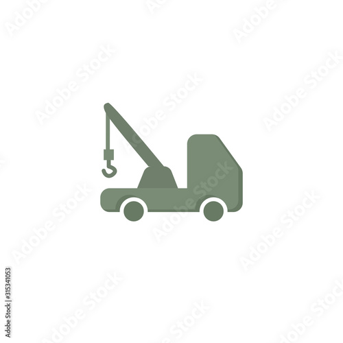 car tow service, 24 hours, truck , solated icon, auto service, car repair flat icon on white background