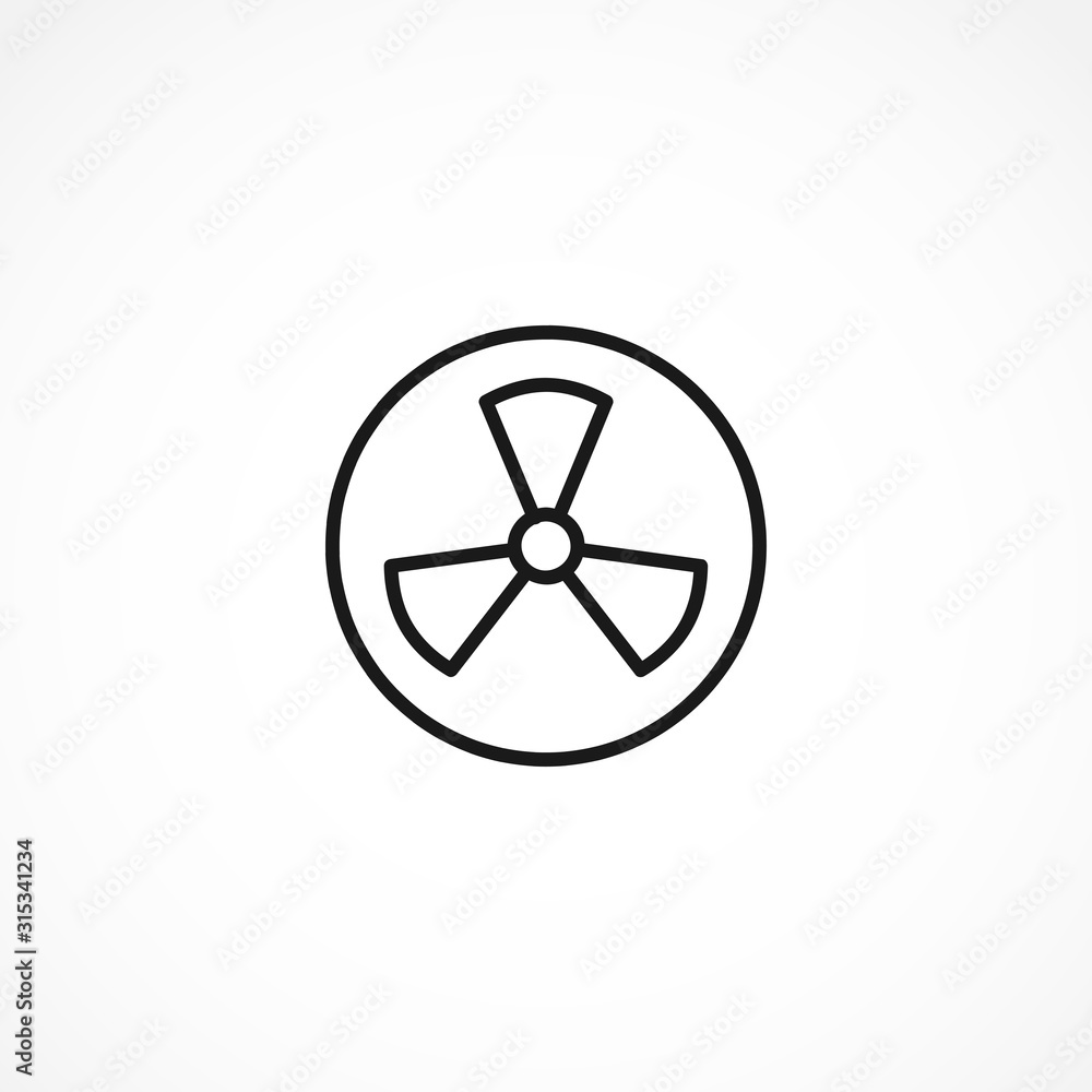 radiation warning vector icon on white background radiation warning vector icon on white background
