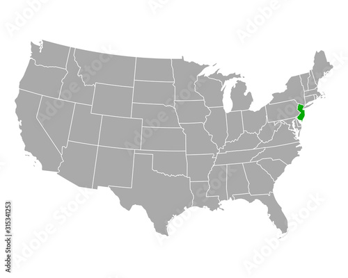 Karte von New Jersey in USA