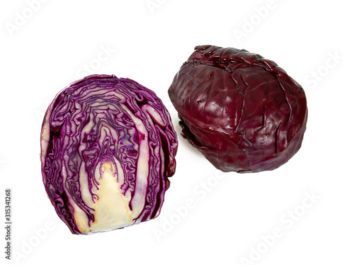 red cabbage isolated on white backrgound