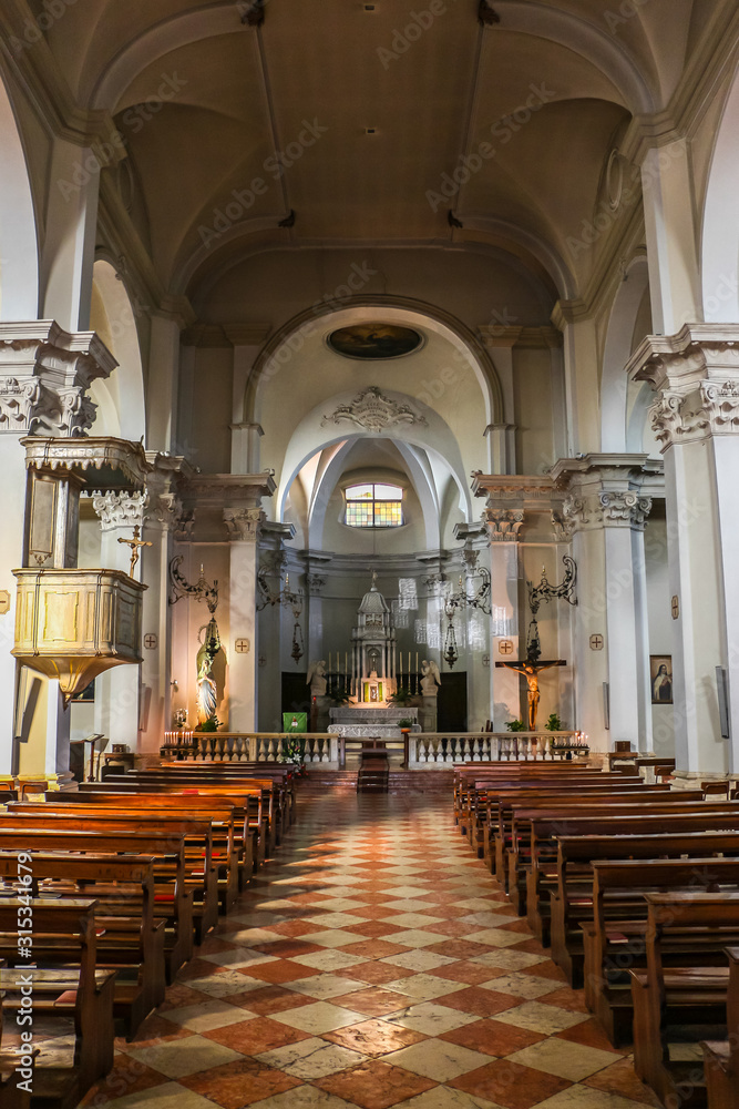 Lonigo, Italy. Interiors of catholic church (Chiesa Vecchia) in Lonigo.