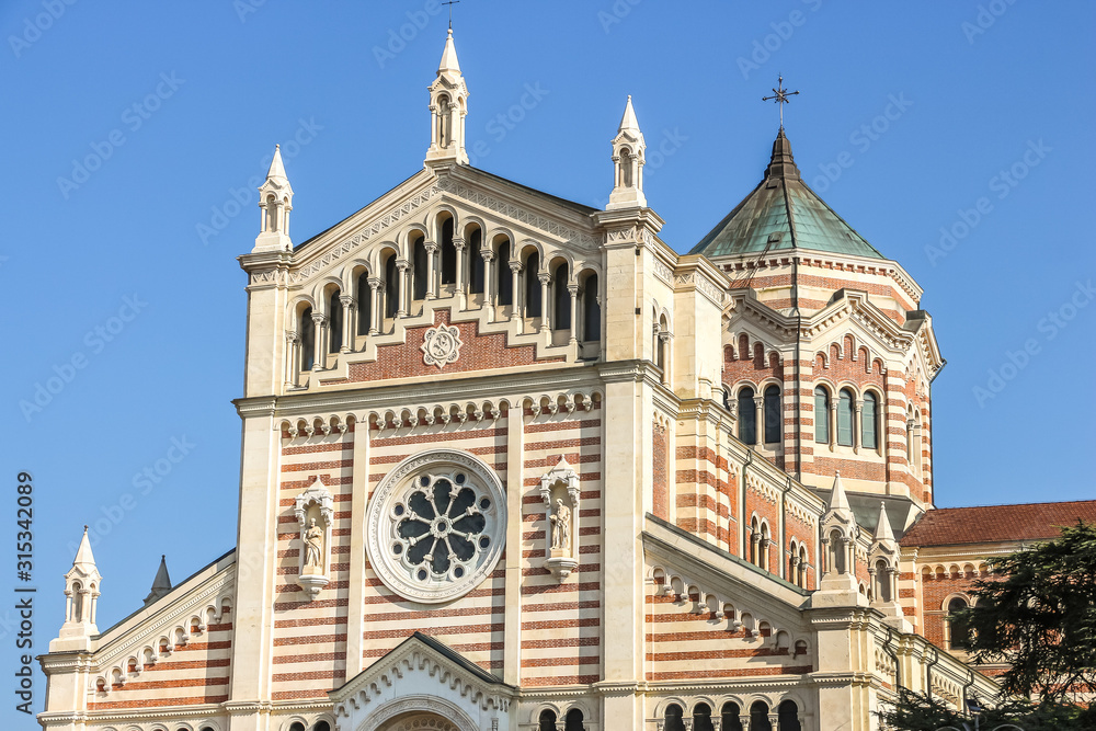 Lonigo, Italy. View of catholic church (Duomo di Lonigo - Chiesa del SS.Redentore) in Lonigo.
