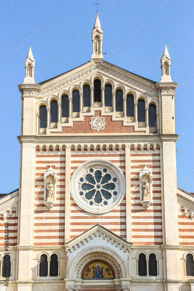 Lonigo, Italy. View of catholic church (Duomo di Lonigo - Chiesa del SS.Redentore) in Lonigo.