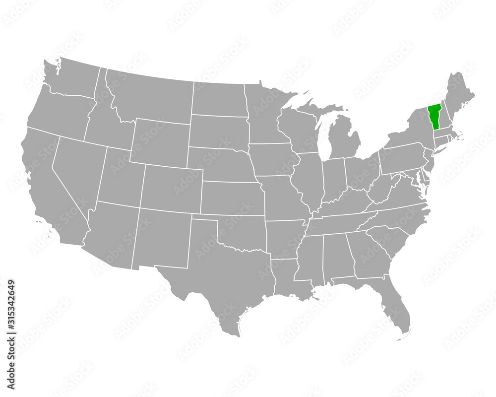 Karte von Vermont in USA