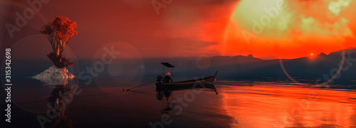 fisherman with sailing with his boat
