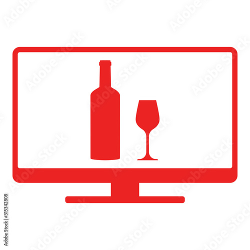 Weinglas und Monitor