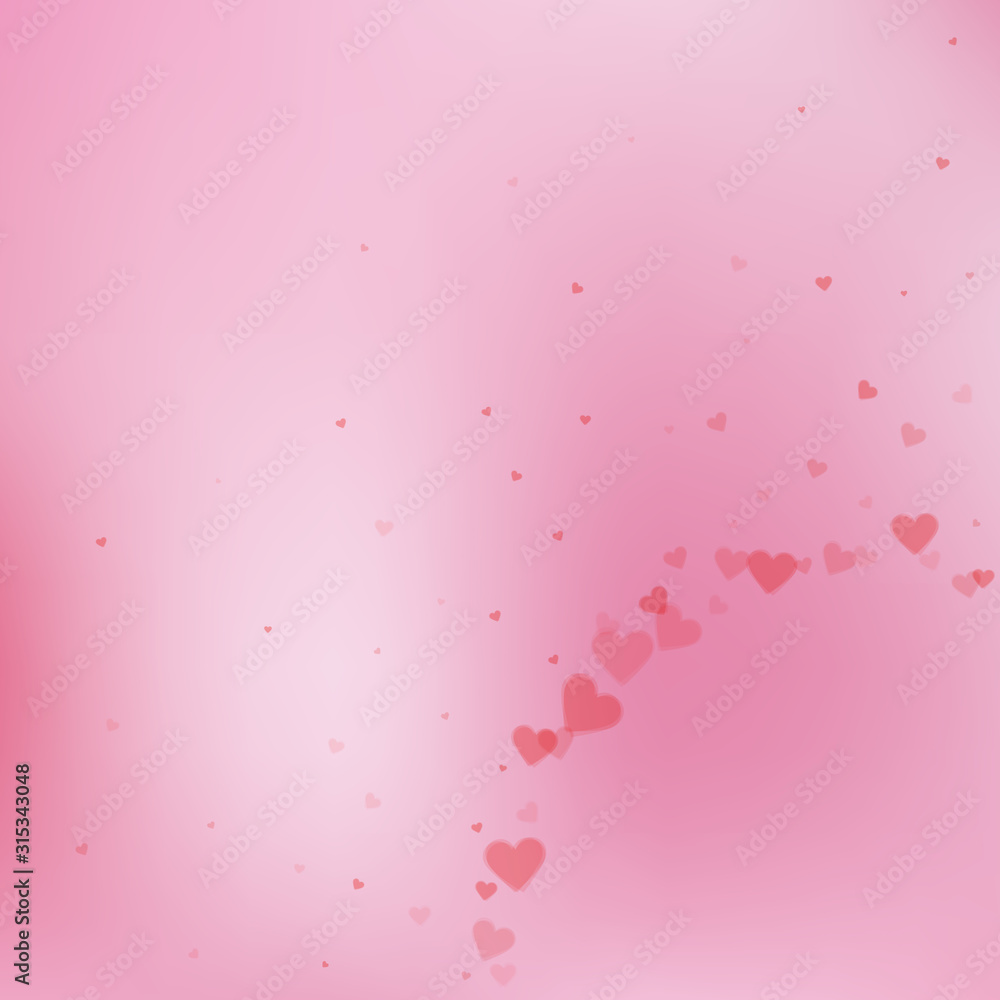 Red heart love confettis. Valentine's day corner c Red heart love confettis. Valentine's day corner c