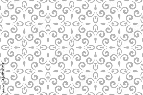 Fototapeta Naklejka Na Ścianę i Meble -  Flower geometric pattern. Seamless vector background. White and grey ornament.
