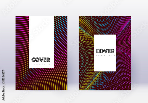 Hipster cover design template set. Rainbow abstrac